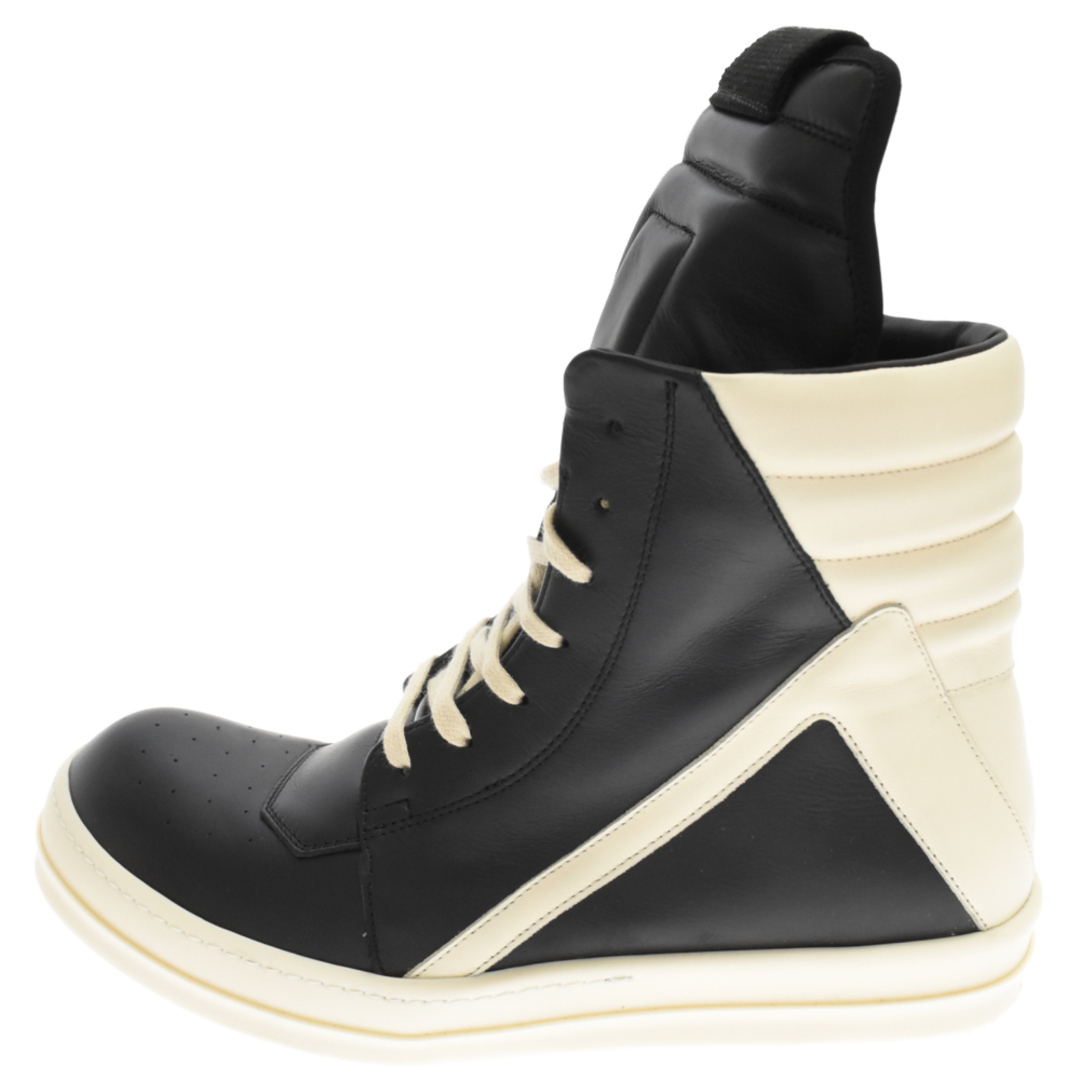 308センチワイズRick Owens リックオウエンス 22AW GEOBASKET ジオバスケット サイドジップレザーハイカットスニーカー RU02C7894LPO ブラック/ホワイト