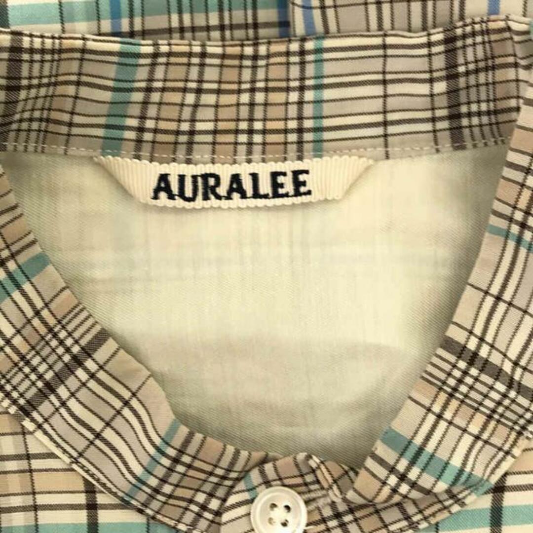 【美品】 AURALEE / オーラリー | SUPER LIGHT WOOL CHECK HALF SLEEVED ONE-PIECE / チェック  スリット シャツ ワンピース | 0 | ナチュラル | レディース