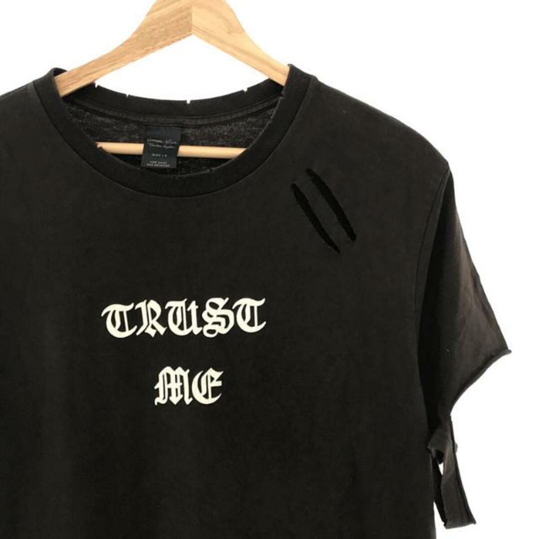 NUMBER NINE / ナンバーナイン | 04SAW GIVE期 TRUST ME 反戦メッセージ ダメージ加工 プリントTシャツ | 4 | ブラウン | メンズ