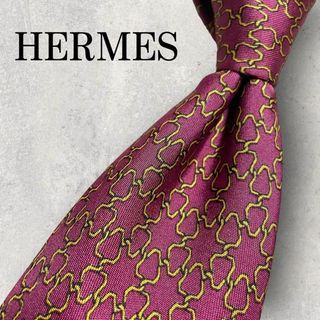 エルメス(Hermes)の美品 HERMES エルメス 針金 パネル柄 ネクタイ ボルドー ワインレッド(ネクタイ)