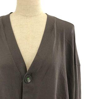 エンフォルド(ENFOLD)の【美品】  ENFOLD / エンフォルド | CARDIGAN / アシンメトリー コットン スリット ニットカーディガン | 38 | gray | レディース(カーディガン)