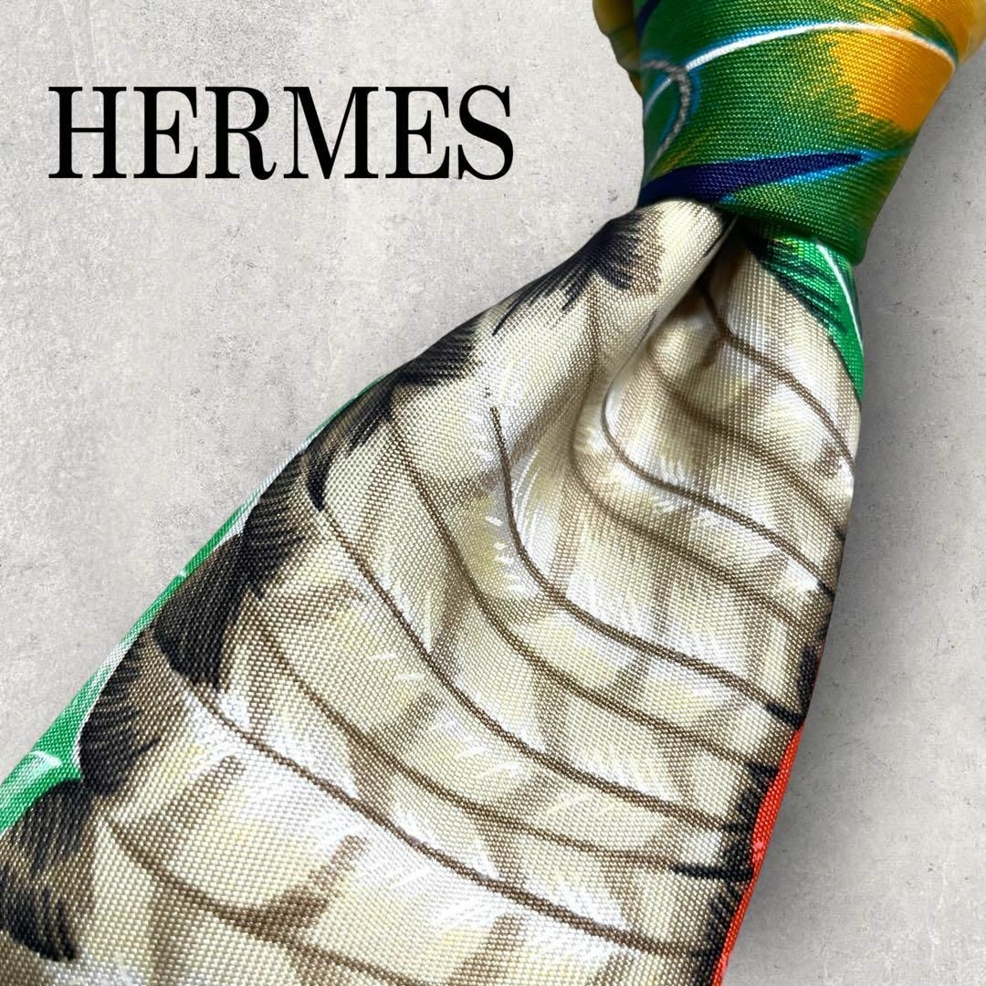 HERMES scarf tie スカーフ タイ ネクタイ 美品-