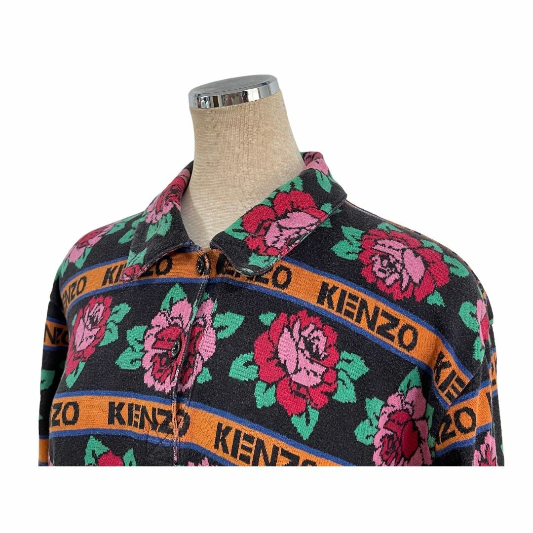 ケンゾー KENZO 90s ヴィンテージ バラ ロゴ 総柄 ロング丈 長袖 M