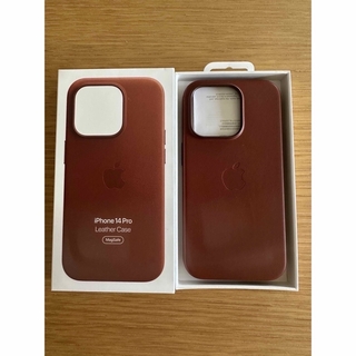 アップル(Apple)の美品アップル MagSafe iPhone14 Pro レザーケース/アンバー(その他)