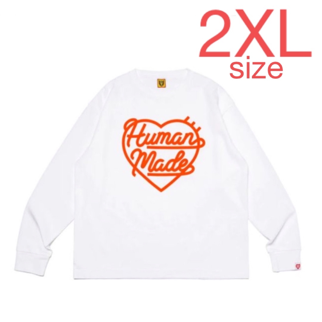 HUMAN MADE HEART L/S T-SHIRT WHITE  2XLTシャツ/カットソー(七分/長袖)