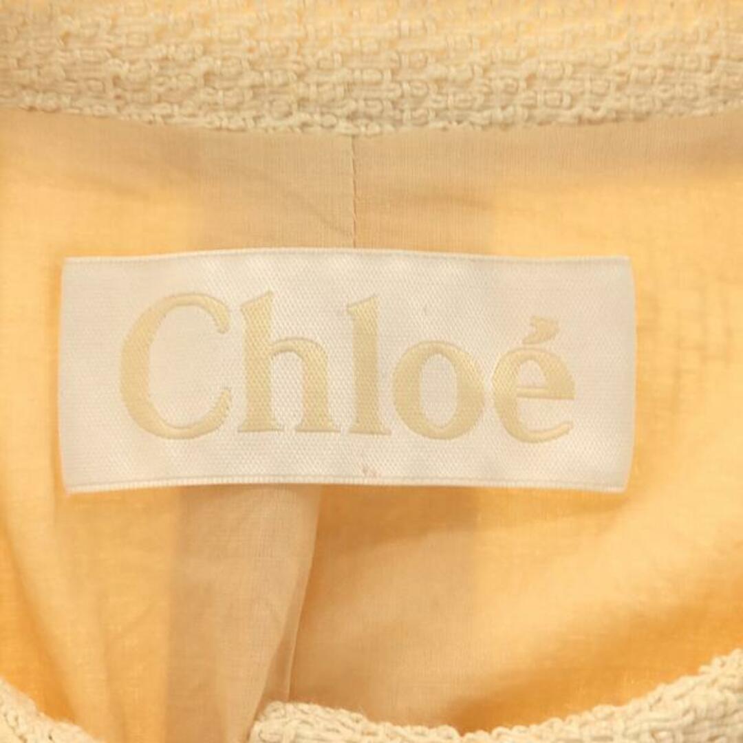 Chloe / クロエ | シルク切替 ノーカラー ジャケット | 34 | オフホワイト | レディースジャケット/アウター