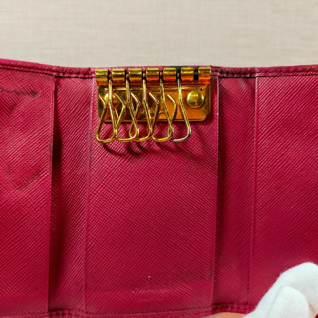 プラダ PRADA キーケース 本革 レザー ピンク 6連