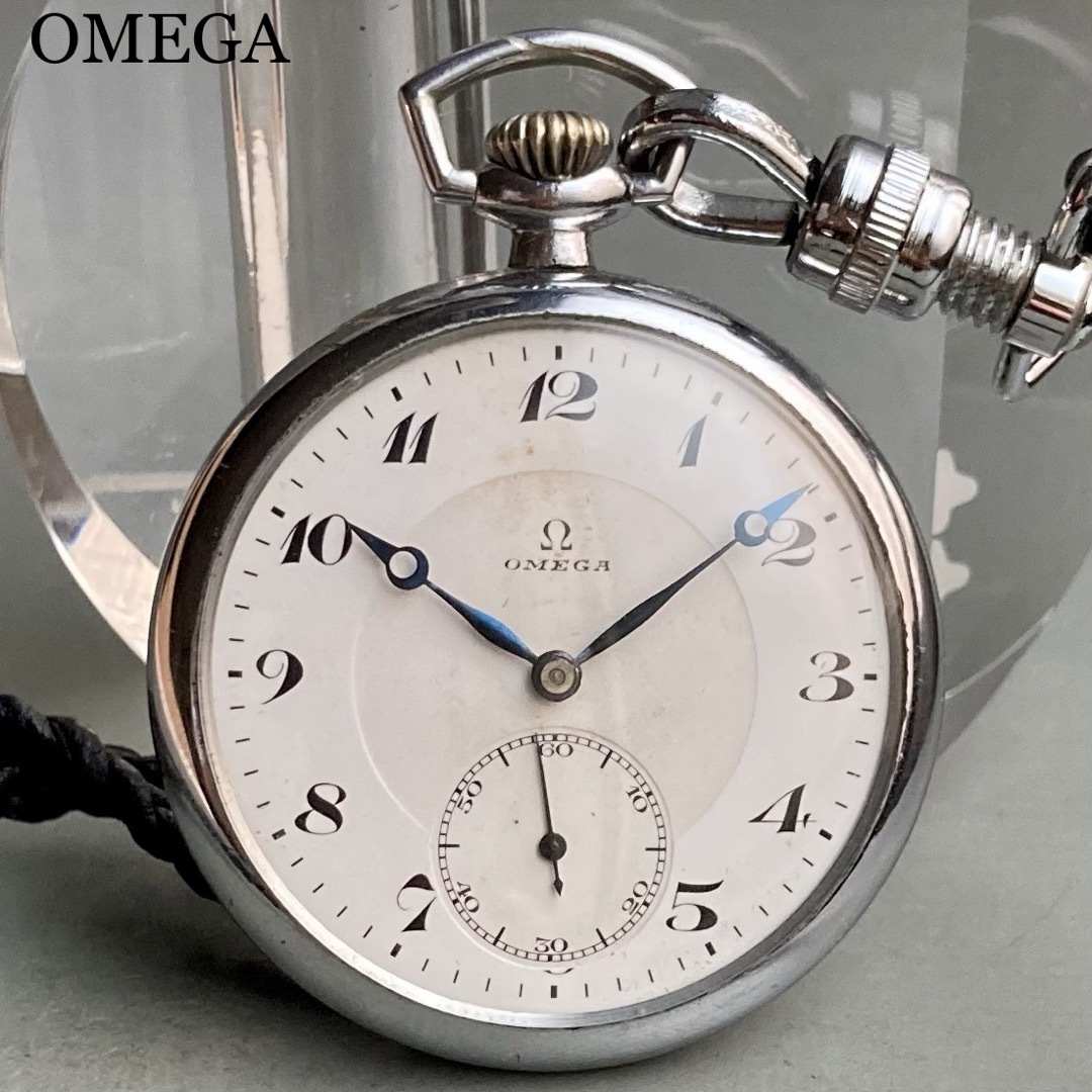 【動作品】オメガ OMEGA アンティーク 懐中時計 手巻き オープンフェイス