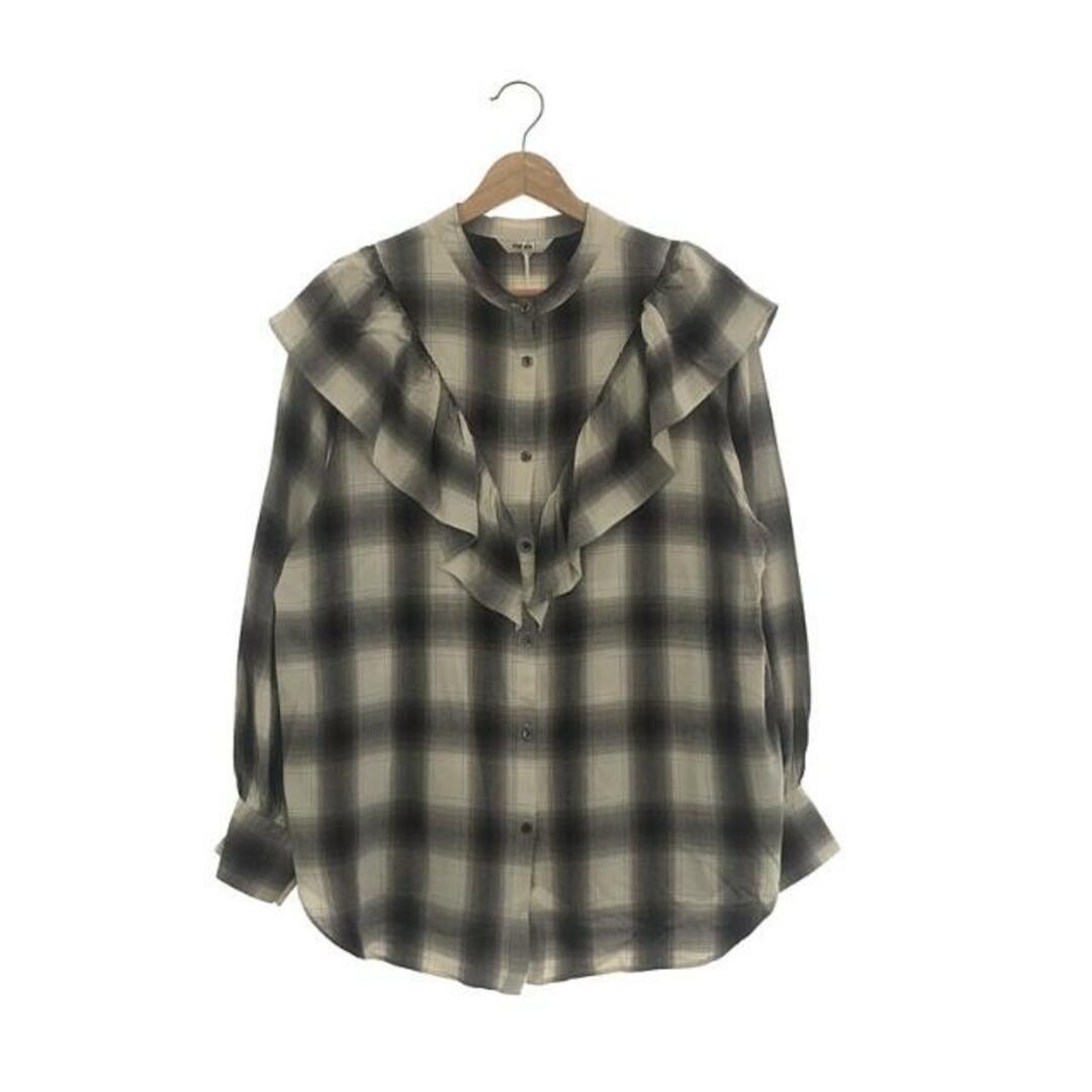 PHEENY(フィーニー)の【美品】  PHEENY / フィーニー | 2022SS | Rayon ombre check frill shirt オンブレチェック フリルシャツ | F | CHARCOAL | レディース レディースのトップス(シャツ/ブラウス(長袖/七分))の商品写真