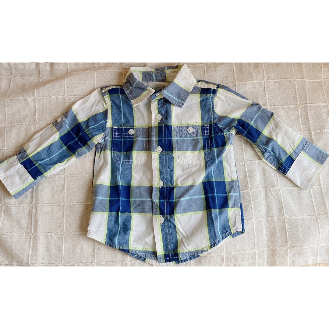 babyGAP(ベビーギャップ)の男の子　チェックシャツ　長袖　80〜90 3着セット キッズ/ベビー/マタニティのベビー服(~85cm)(シャツ/カットソー)の商品写真