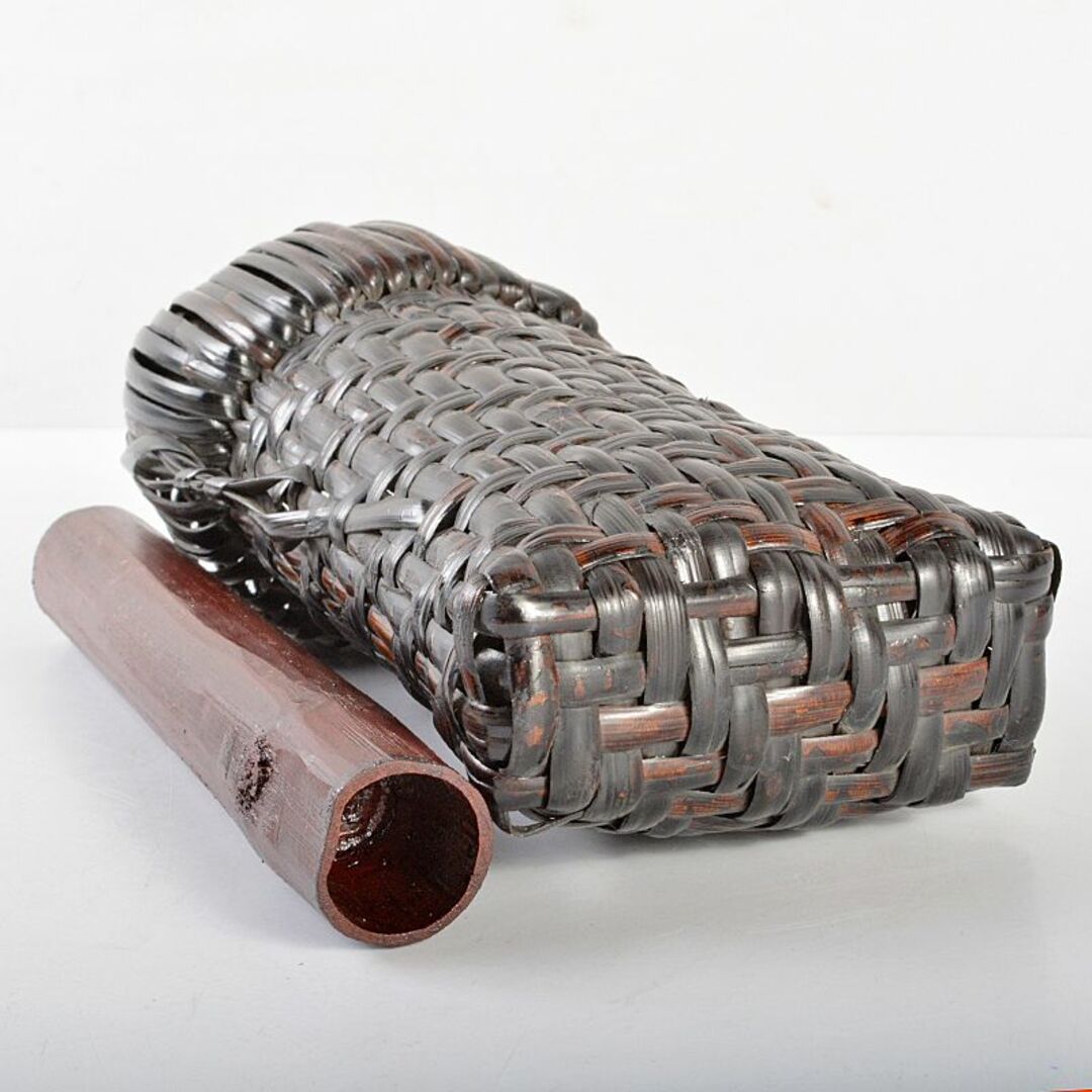 茶道具 籠師 鈴木竹朋斎作 ナタ籠 掛花籠 共箱 D R6329の通販 by
