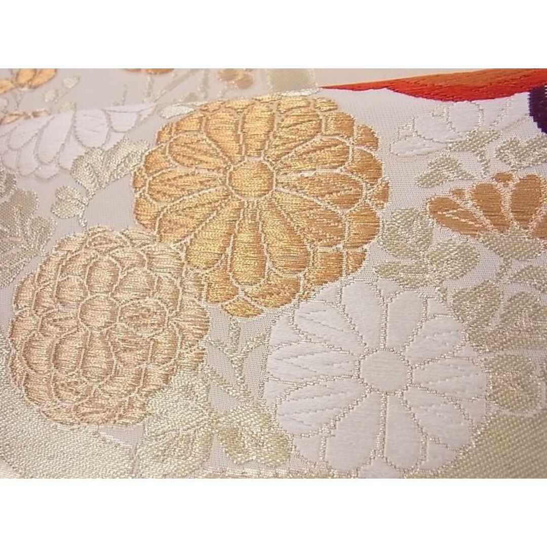 平和屋-こころ店■六通柄袋帯 唐織 花蝶丸文 金糸 正絹 逸品 A-az5681