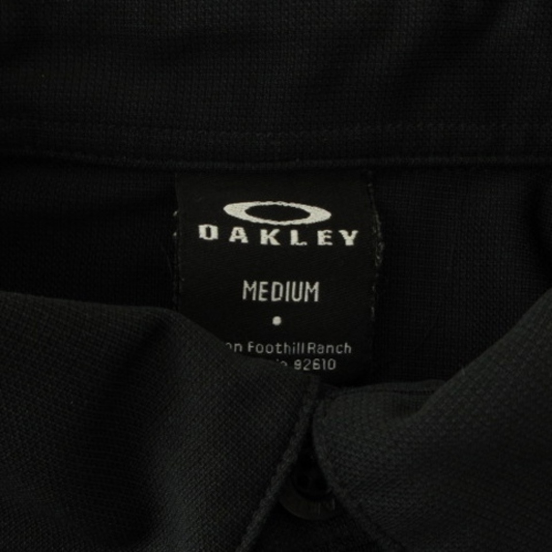 オークリー OAKLEY ポロシャツ 半袖 ロゴ刺繍 サイドスリット 黒 M