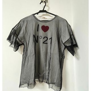 Ｎ°21❣️肩星柄シースルーデザイン　グレーカットソー