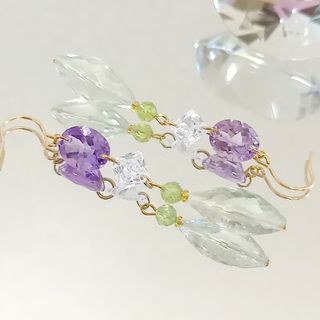 ★Xmas価格❗宝石質◆美しい天然石グリーンアメジスト&シトリンのアクセセット