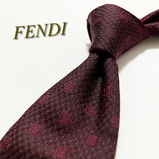 フェンディ(FENDI)の【美品】フェンディ ネクタイ 総ズッカ柄 ジャカード織 FF シルク イタリア製(ネクタイ)