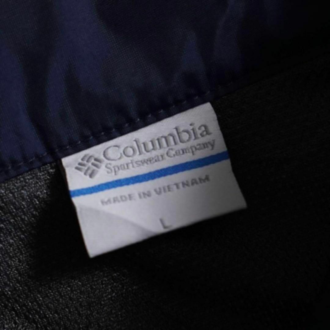 コロンビア　ナイロンジャケット　企業ロゴ　Mサイズ　フード付き　ネイビー　紺