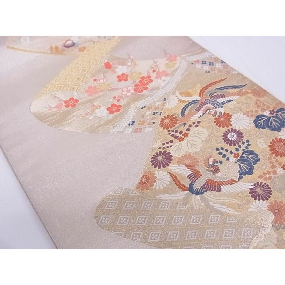 平和屋-こころ店■六通柄袋帯 九百織 小袖類取 金銀糸 正絹 逸品 A-br5535