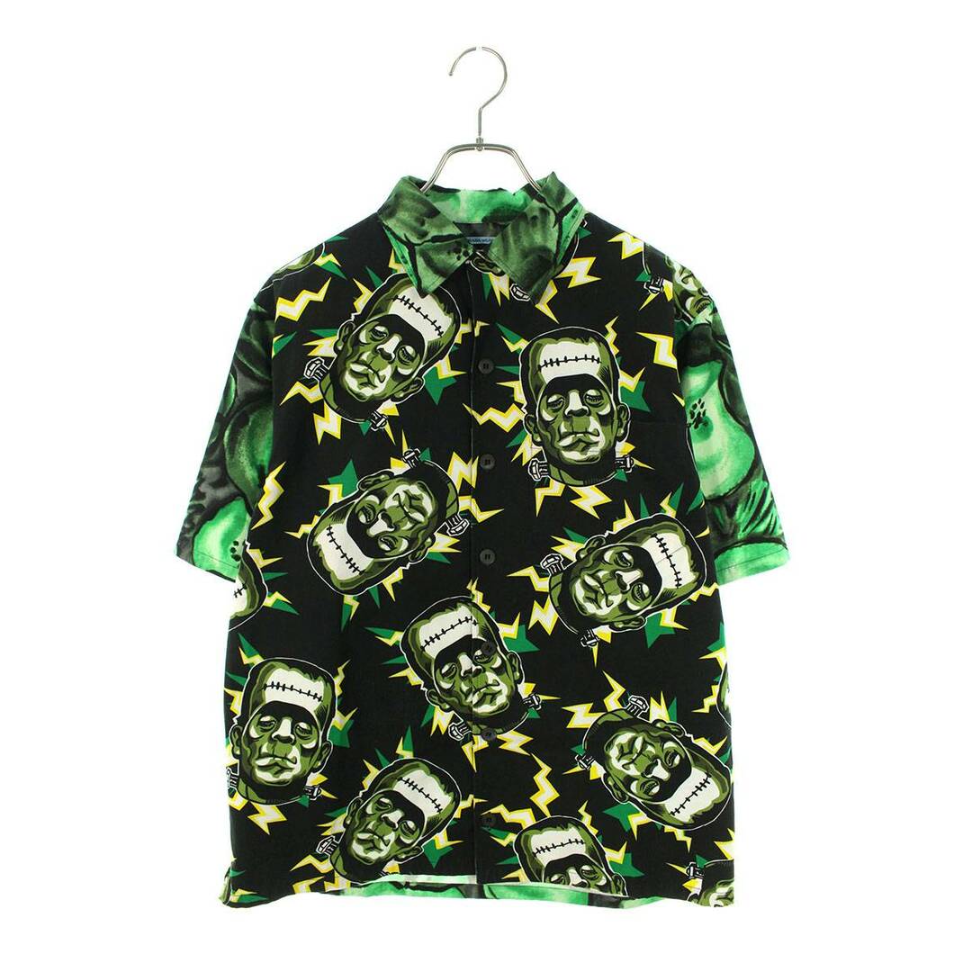 PRADA 2022SS Short-sleeved Shirt in Printed Stretch Cotton UCS339 S211 10N9 プラダ プリンテッドストレッチコットンショートスリーブシャツ 半袖 ボウリングシャツ ロゴプリント ストライプ ドット ライトブルー サイズL【230906】【-B】【me04】