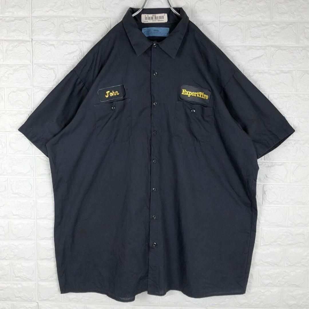 シンタス 企業ワッペン 半袖ワークシャツ 刺繍ロゴ ホンジュラス製 胸ポケット 1