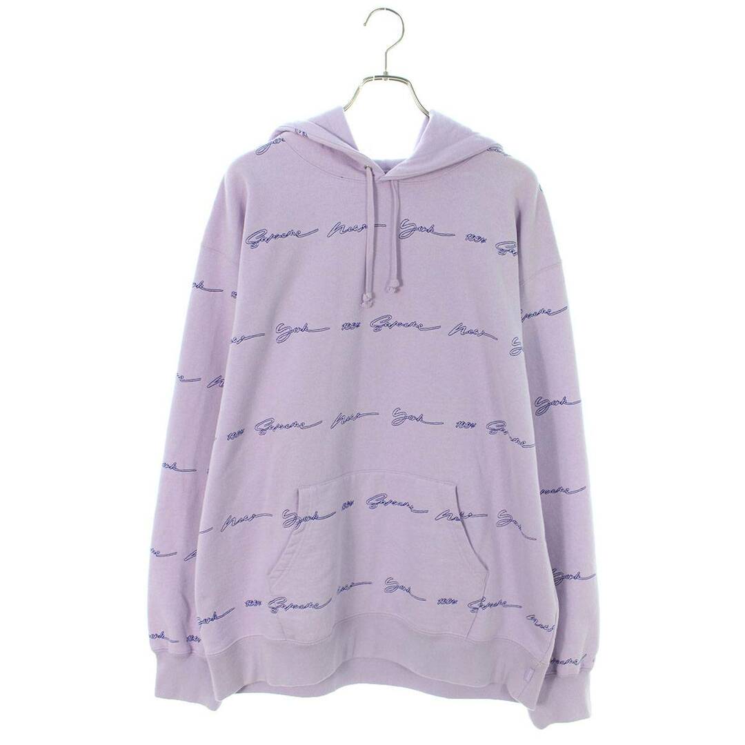 シュプリーム  21SS  Script Stripe Hooded Sweatshirt スクリプトロゴ総柄プルオーバーパーカー メンズ XL