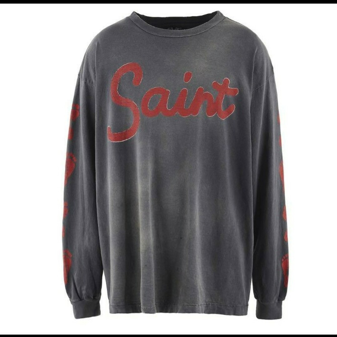 XL SAINT Mxxxxxx FOOT PRINT LS TEE BLACK-