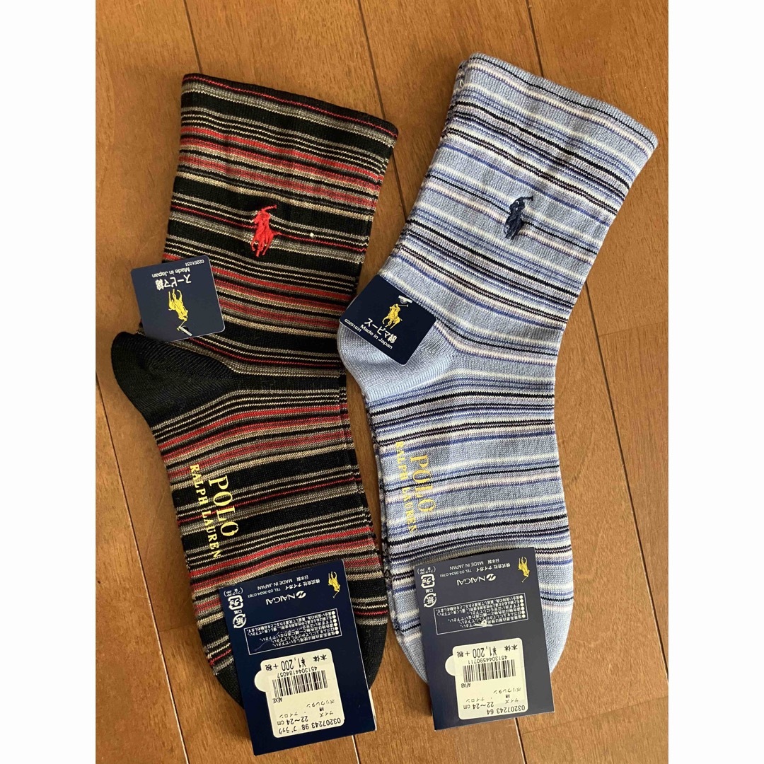 POLO RALPH LAUREN(ポロラルフローレン)の黒うさぎ様専用。POLO☆新品タグ付き　靴下2枚セット レディースのレッグウェア(ソックス)の商品写真