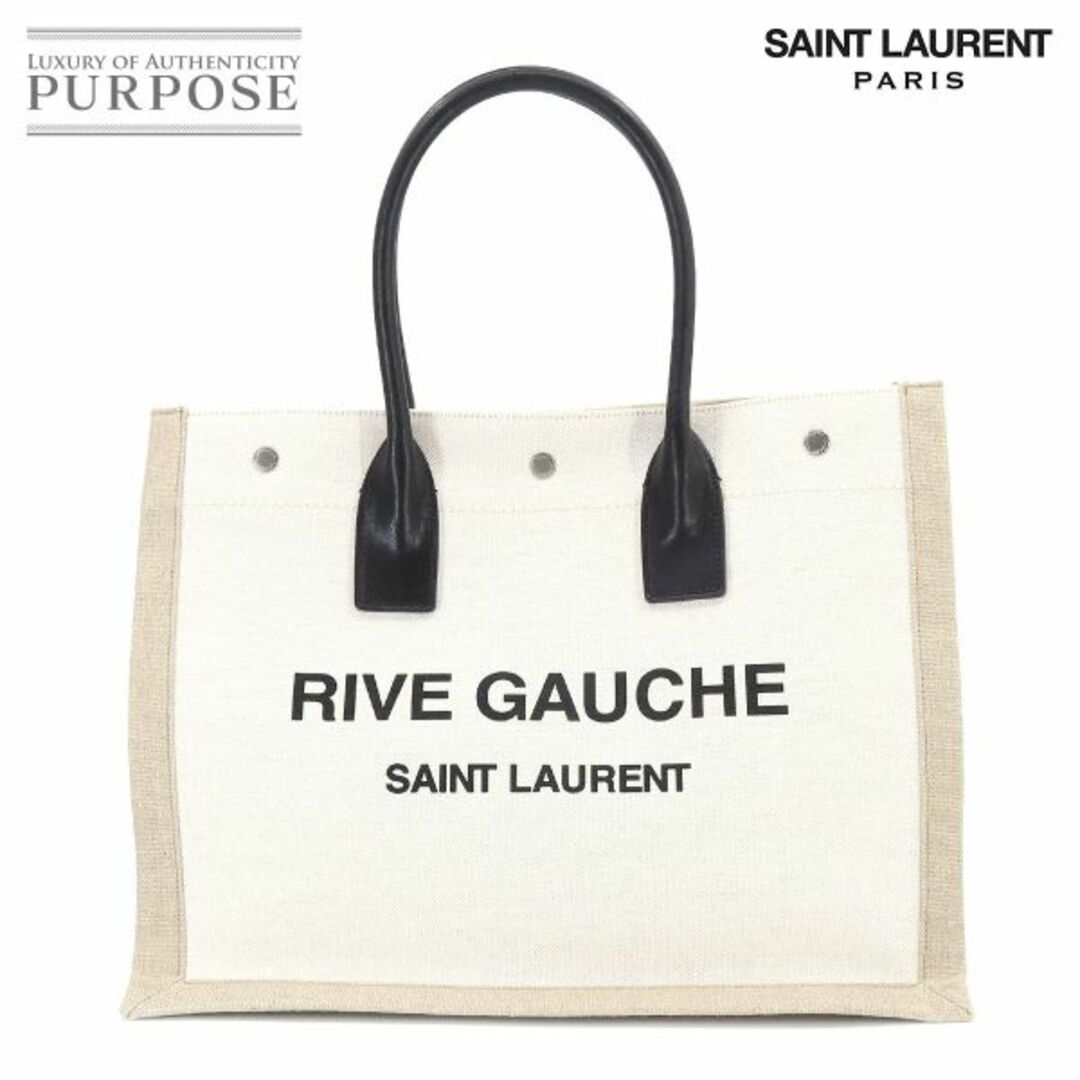 未使用 展示品 サンローラン パリ SAINT LAURENT PARIS リヴゴーシュ トート バッグ キャンバス レザー ホワイト ベージュ VLP 90205830