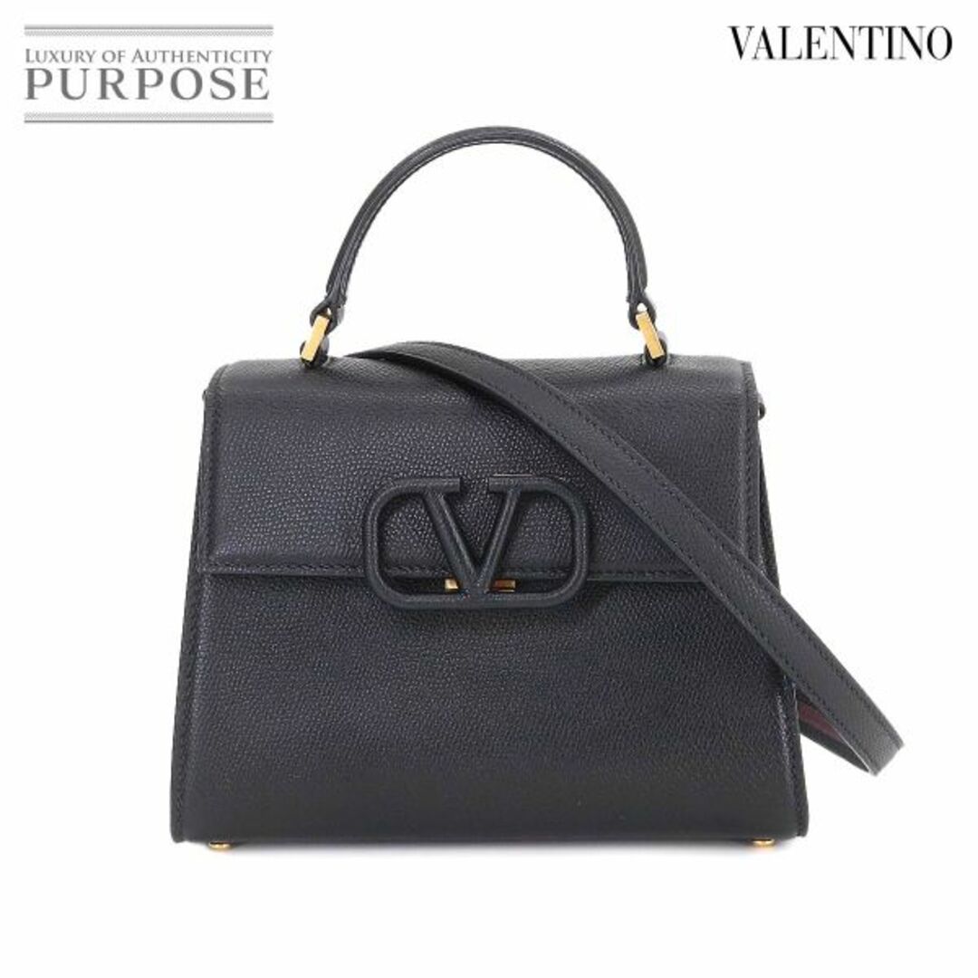 未使用 展示品 ヴァレンティノ ガラヴァーニ VALENTINO GARAVANI Vスリング スモール 2way ハンド ショルダー バッグ ブラック VLP 90206092ファスナーポケット×１