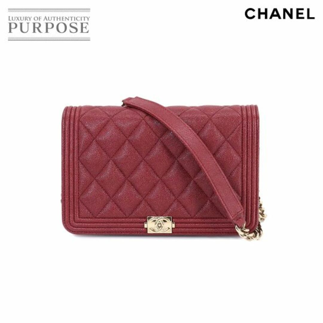 未使用 シャネル CHANEL ボーイシャネル チェーン ウォレット 長財布 キャビアスキン ボルドー AP1117 VLP 90206607