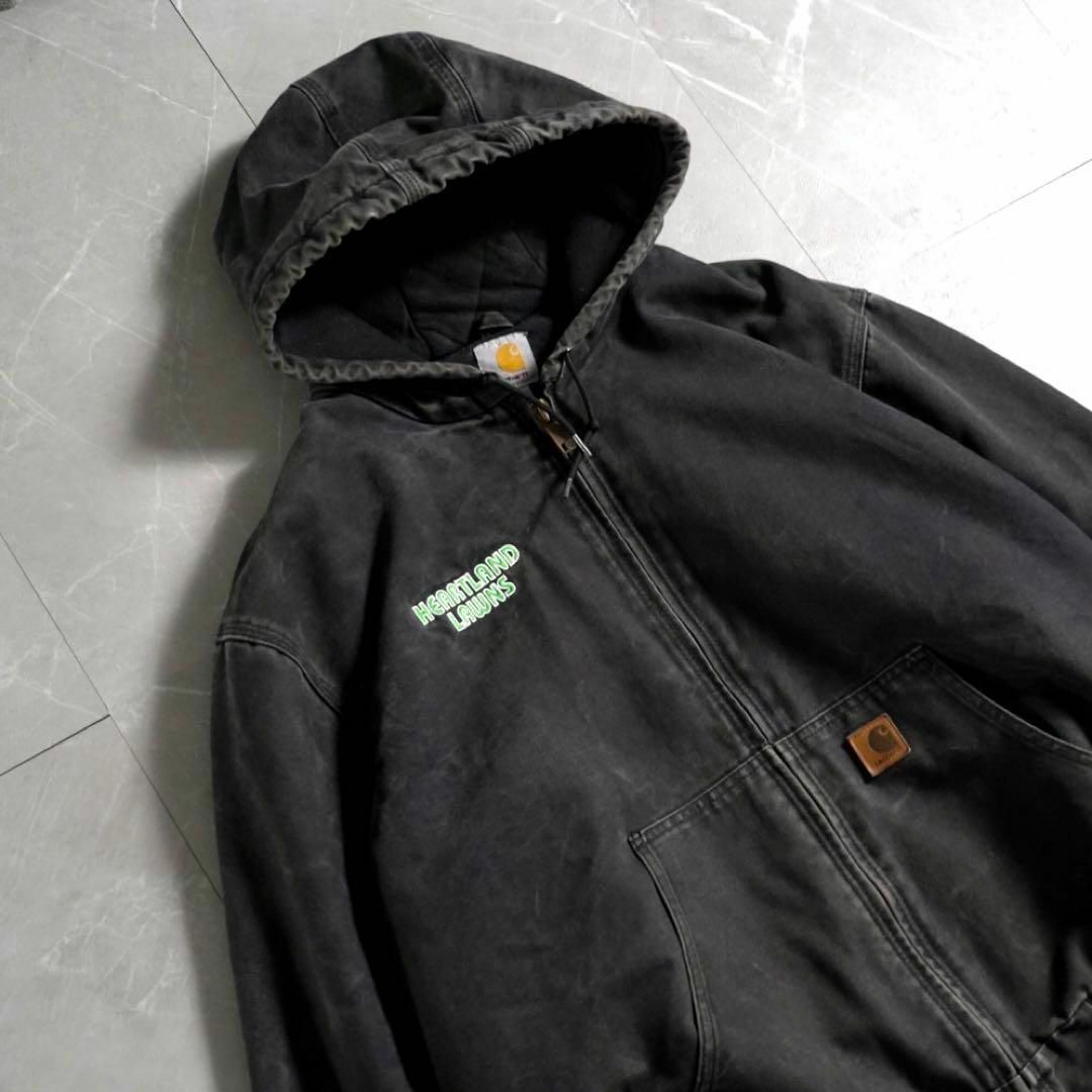 カーハート アクティブジャケット メキシコ製 90s スミクロ 企業ロゴ 黒-