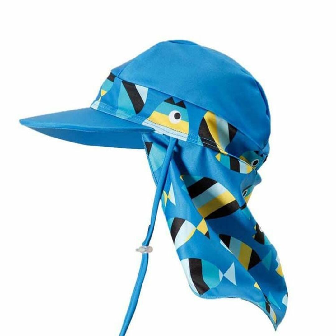 【色: ブルー】子供のUV保護帽子日よけ水遊びキャップ日よけ子供女の子水泳キャッ