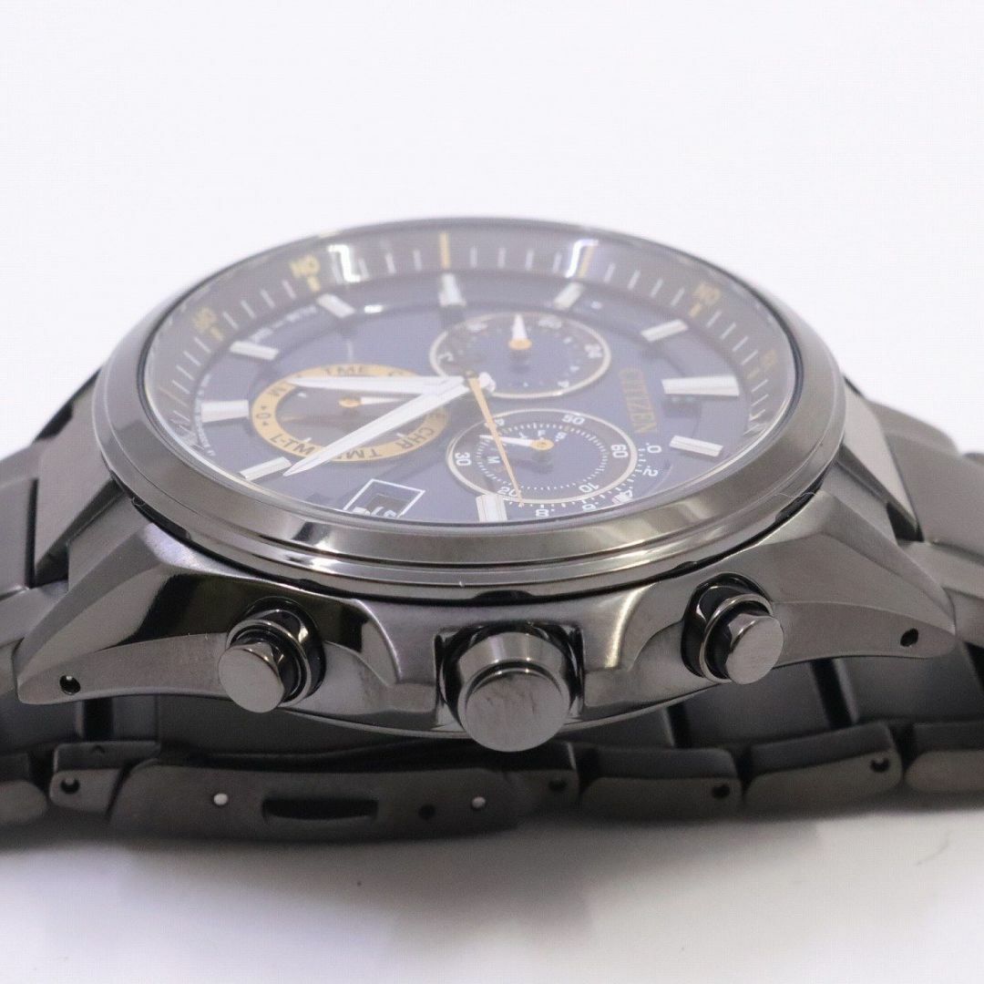 【美品】シチズン アテッサ 30周年記念限定 エコドライブ電波 多機能モデル メンズ 腕時計 ブラック チタン AT3055-57L