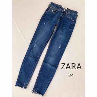 ザラ(ZARA)のZARA34ストレッチスキニーブルーデニムパンツ(スキニーパンツ)