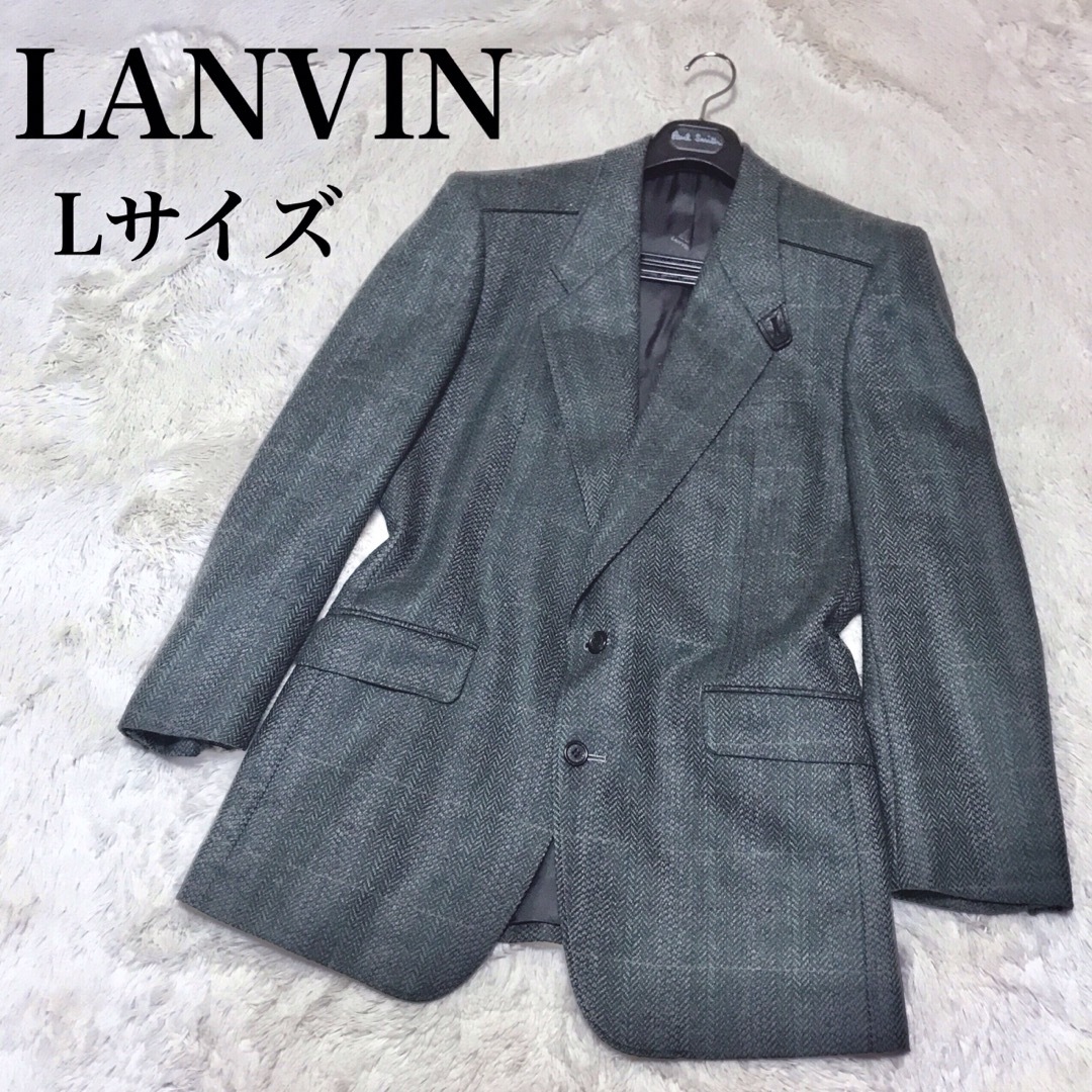 LANVIN(ランバン)の極美品 LANVIN チェック テーラードジャケット 毛 グリーン Lサイズ メンズのジャケット/アウター(テーラードジャケット)の商品写真