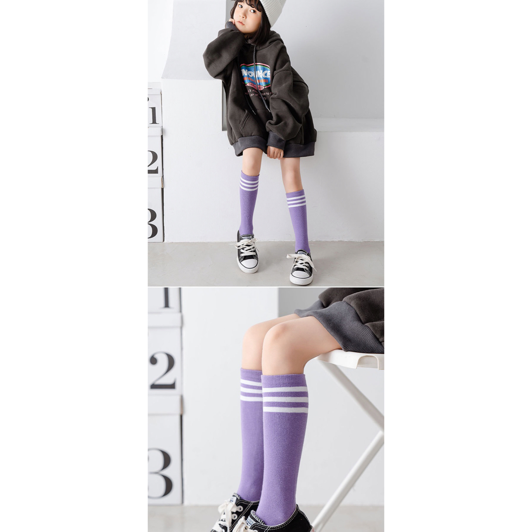 ENDO SOCKS 踵跡ないフリーサイズ　履き口ホワイトボーダーライン子供靴下 キッズ/ベビー/マタニティのこども用ファッション小物(靴下/タイツ)の商品写真