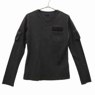 アヴィレックス(AVIREX)のアヴィレックス ワッペン 長袖 Tシャツ M グレー AVIREX ポケット付き ロゴ レディース 【中古】  【230927】(Tシャツ(半袖/袖なし))