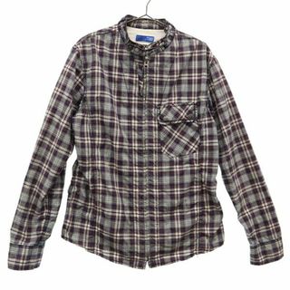 ビームス(BEAMS)のビームス チェック 長袖 ジップアップシャツ L ブラウン BEAMS レディース 【中古】  【230927】(シャツ/ブラウス(半袖/袖なし))