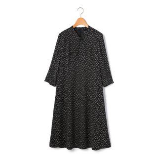 キース KEITH フレアワンピース ロング 花柄 長袖 42 XL 茶