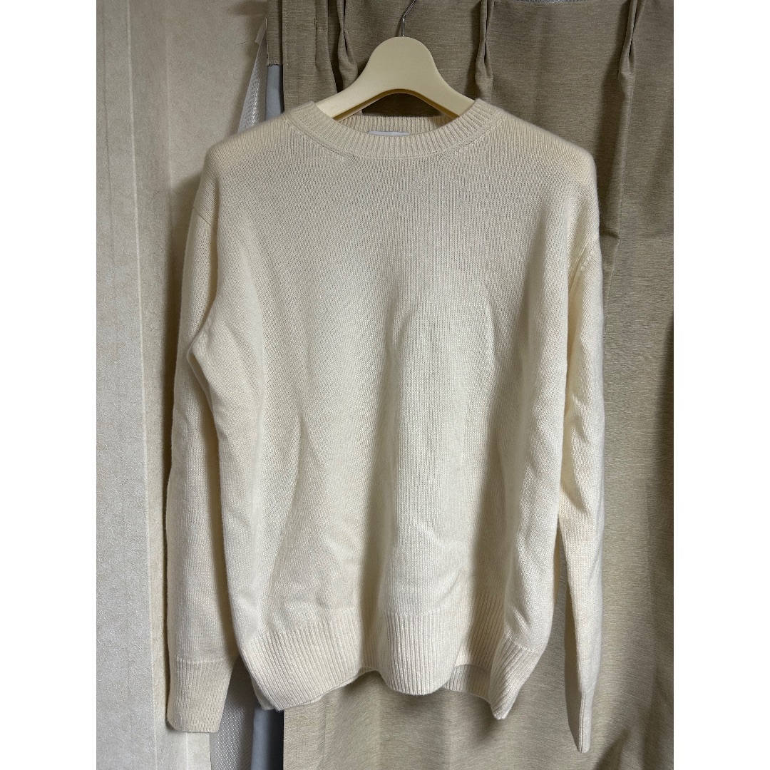 RENCONTRANT レンコントラント カシミヤクルーネックニット 白 Lの通販