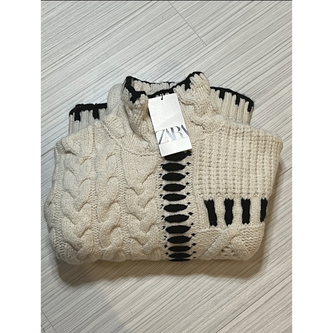 【11/13迄限定出品＊新品】ZARA コントラストトップステッチニットセーター