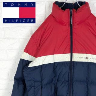 トミーヒルフィガー(TOMMY HILFIGER)のトミーヒルフィガー 90sフラッグロゴ ダウンジャケット ゆるだぼ バイカラー(ダウンジャケット)