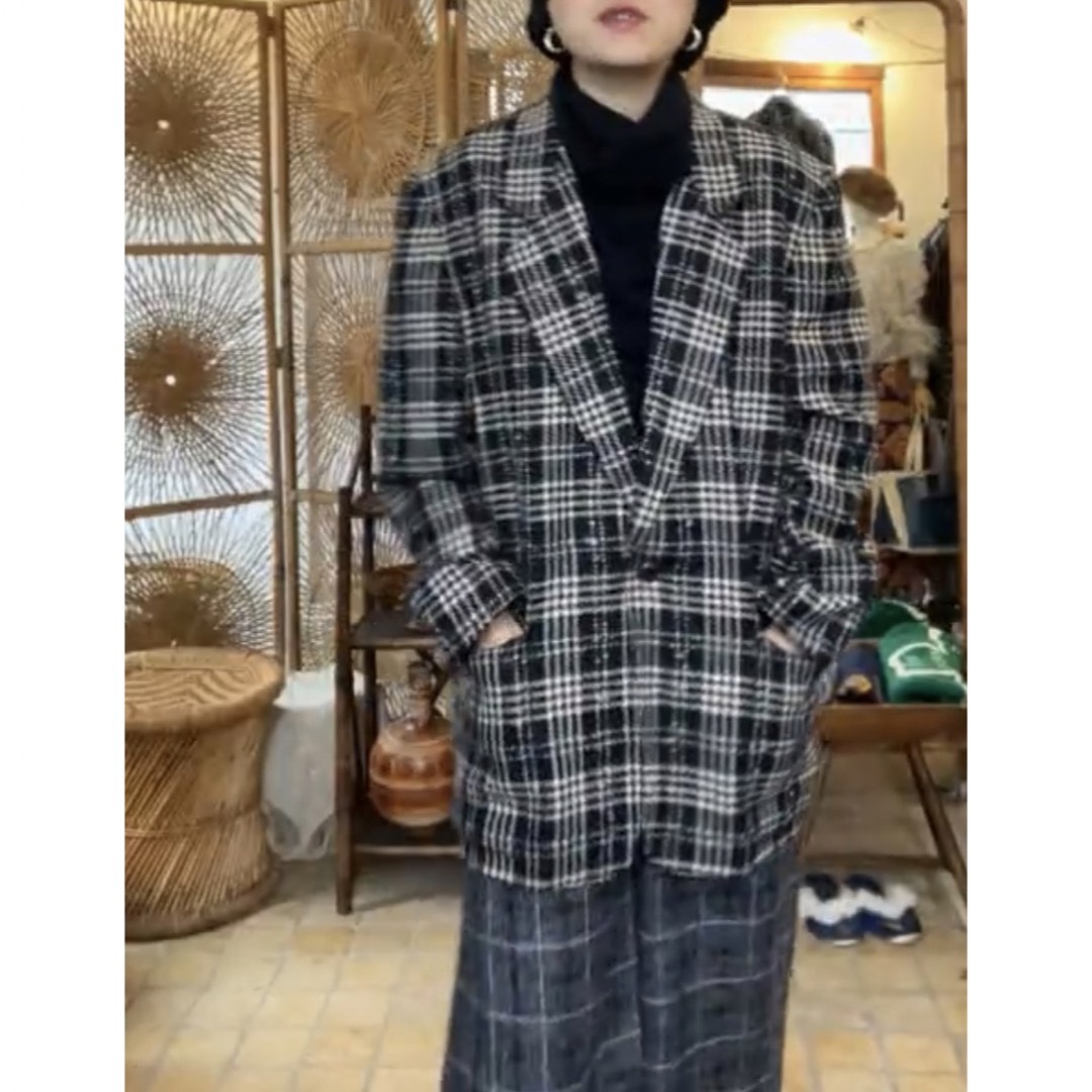 ANNE KLEIN(アンクライン)のvintage ANNE KLEIN plaid tweed jacket レディースのジャケット/アウター(テーラードジャケット)の商品写真