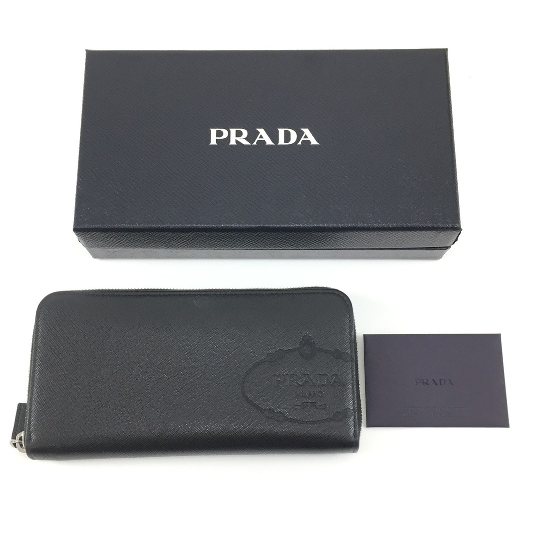 $$ PRADA プラダ レザー 長財布 ラウンドファスナー 2ML317 ブラック 1