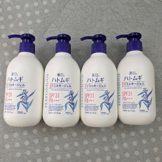 クマノユシ(熊野油脂)の4本セット 麗白 ハトムギ UVミルキージェル ポンプタイプ 250ml(日焼け止め/サンオイル)