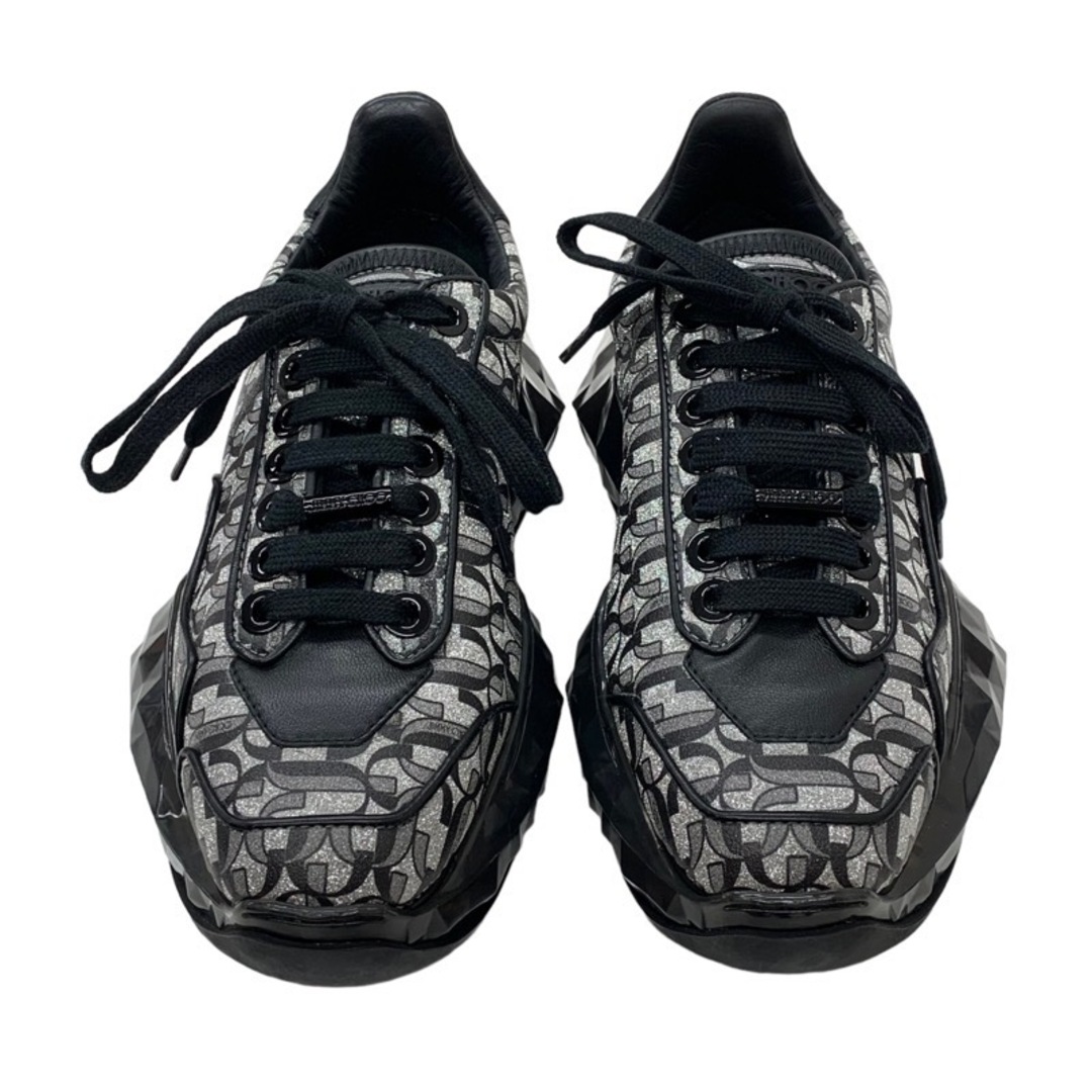 JIMMY CHOO(ジミーチュウ)の未使用 ジミーチュウ JIMMY CHOO ダイヤモンド スニーカー 靴 シューズ ラメ ロゴ レザー ブラック シルバー レディースの靴/シューズ(スニーカー)の商品写真