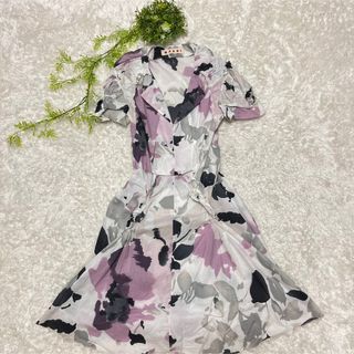 マルニ(Marni)のMARNI マルニ ワンピース  ボタニカル 総柄 花柄 デザイン ロング(ロングワンピース/マキシワンピース)