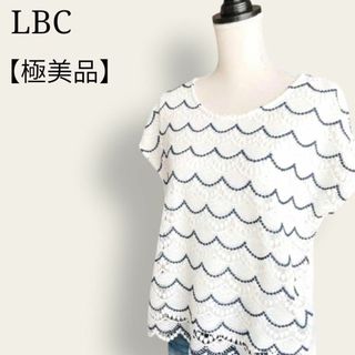 エルビーシー(Lbc)の【美品】エルビーシー　ドッキングカットソー　刺繍レース　フレンチスリーブ　大きめ(Tシャツ(半袖/袖なし))