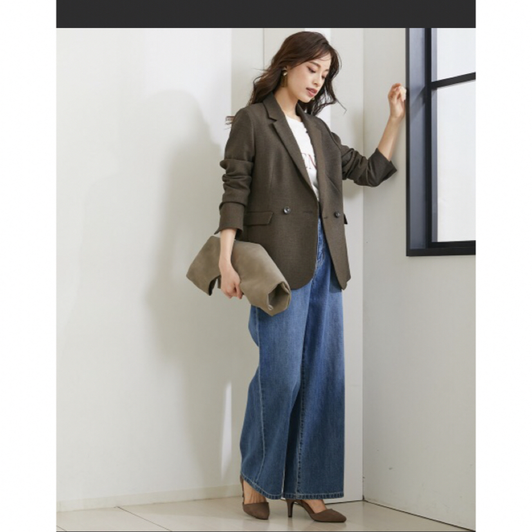 ウール調ダブルブレストジャケットパンツスーツ（テーラードジャケット＋パンツ） レディースのフォーマル/ドレス(スーツ)の商品写真