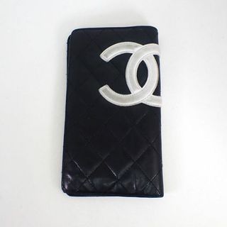 シャネル(CHANEL)のシャネル カンボンライン ブラックｘピンク 長財布[b22-1］(財布)